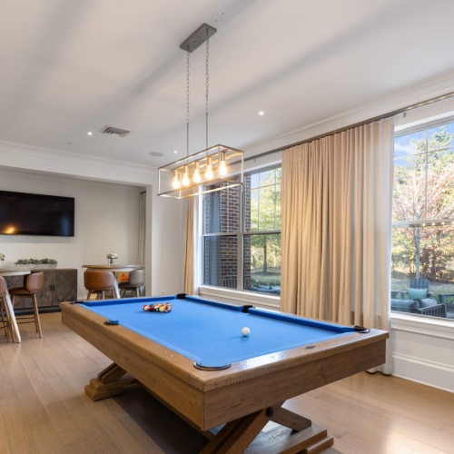 a billiards room and natural lighting