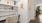 home work space with desk and shelves