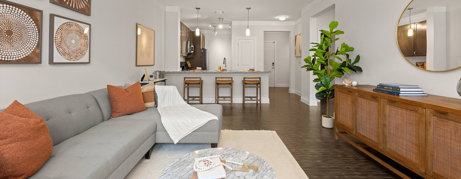 living room open to kitchen