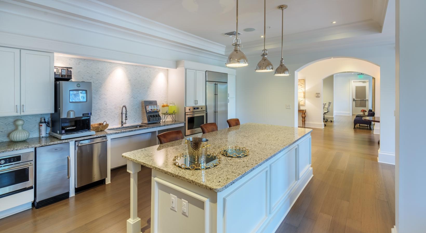 Enjoy our resident-only features a kitchen with a marble island